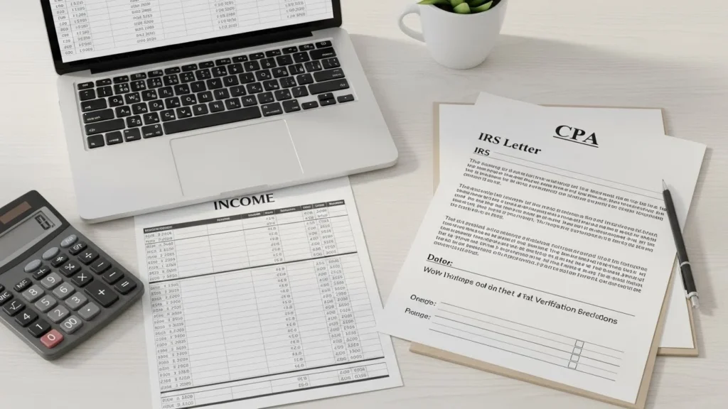CPA Letter Referencing IRS Records for Self-Employed Income Verification.